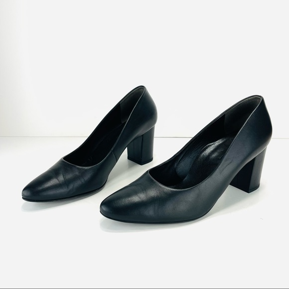📌SOLD📌 PAUL GREEN BLACK LEATHER HEELED SHOES - Picture 6 of 16